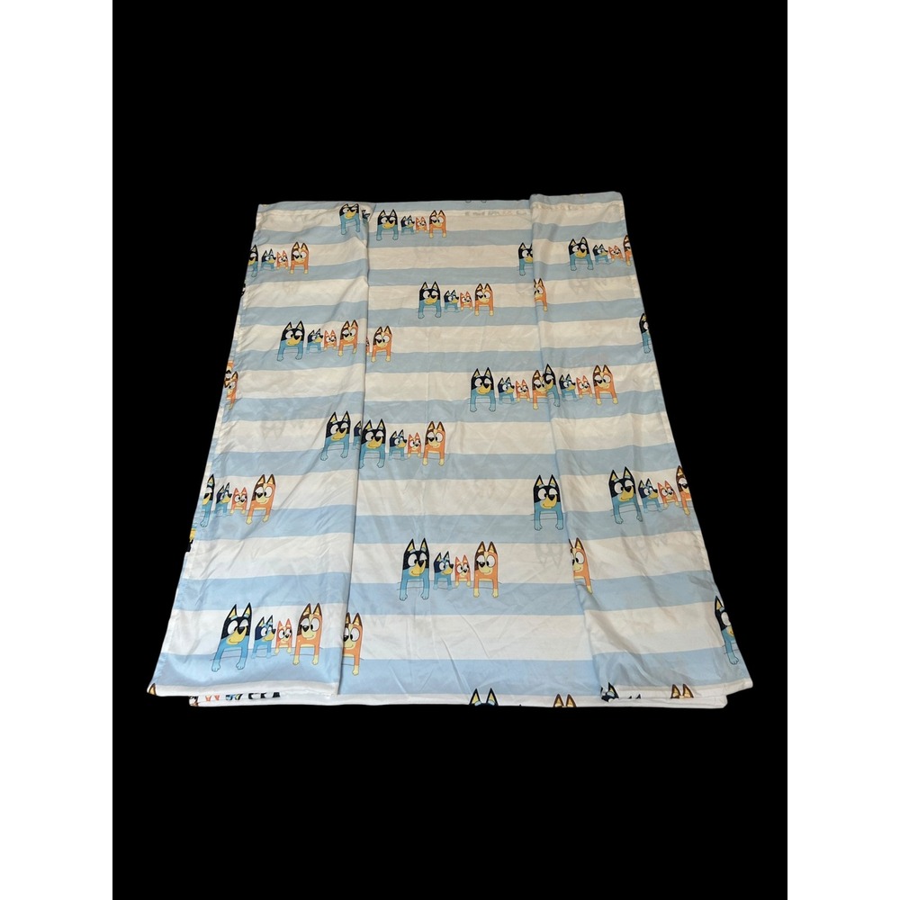 Bluey Full Flat Sheet Jay Franco Heeler Family Striped Blue White Bedding Kids